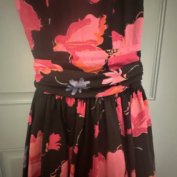 Vintage 1980s‎ Laura Ashley Great Britain Black Pink Floral Dress Full Skirt 8 - Picture 15 of 16